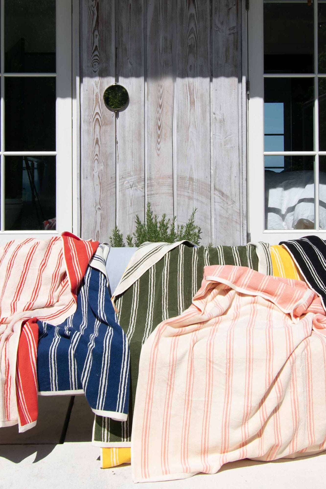 Retro Stripe håndklæde - Alpine Moss/Cream